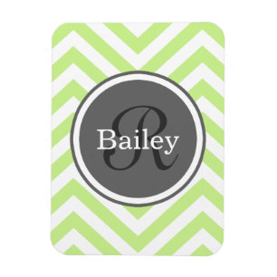 Ímã Mint Green Chevron Monograma