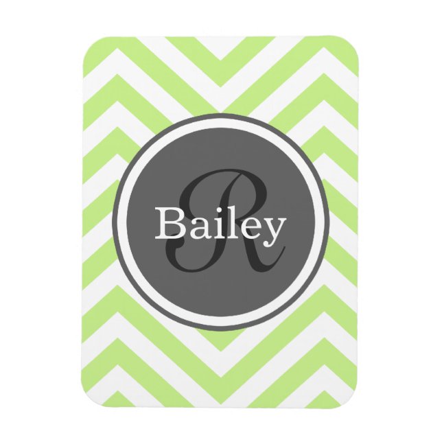 Ímã Mint Green Chevron Monograma (Vertical)