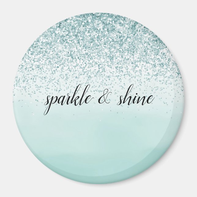 Imã Mint Ombre Glitter personalizado (Frente)
