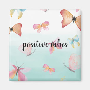 Imã Mint Ombre Pink Butterflies Watercolor