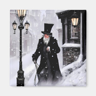 Imã Miserabilista Ebenezer Scrooge Snowy Rua Vitoriana