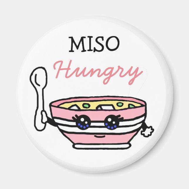 Imã MISO Fome, engraçado, Comida de Cartoon Miso Soup (Frente)