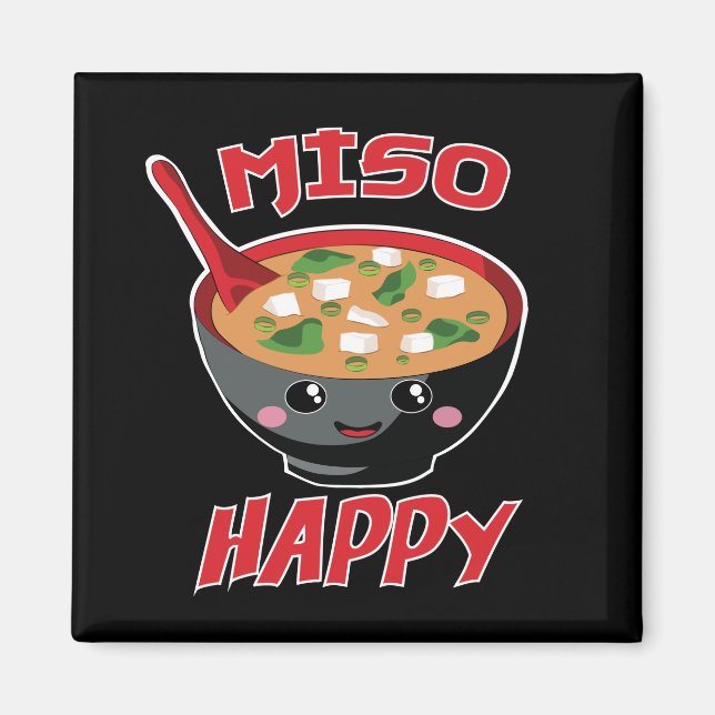Imã Miso Happy Funny Comida Kawaii (Frente)