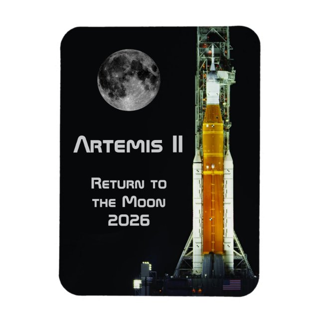 Ímã Missão Artemis II na Lua (Vertical)
