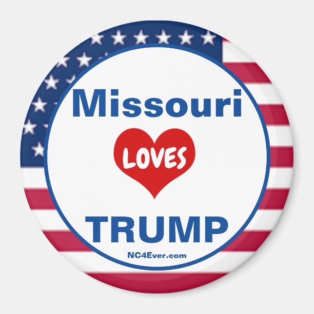 Imã Missouri LOVES TRUMP Patriotic Fridge (Frente)