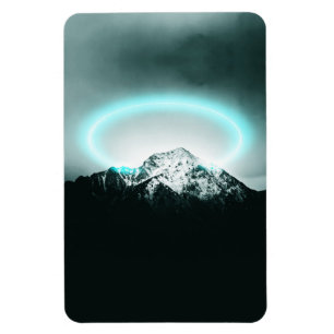 Ímã Misteriosa luz azul-neon da montanha nevada