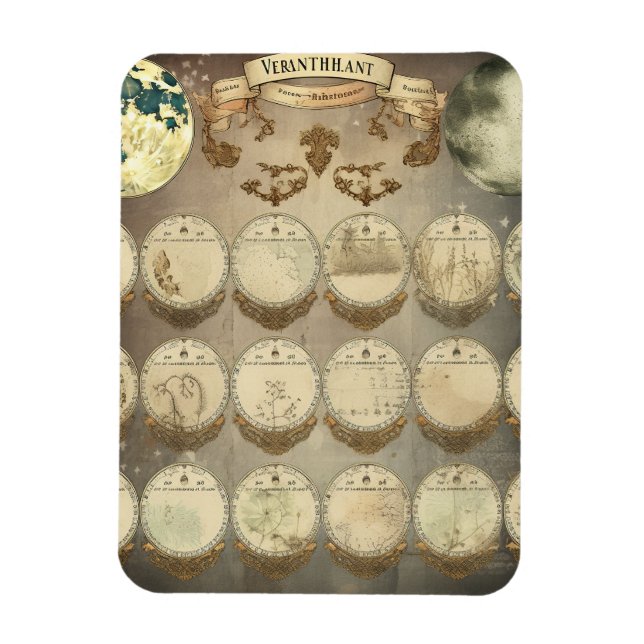 Ímã Mística da Lua - Fases Antigas do Caleno da Lua (Vertical)