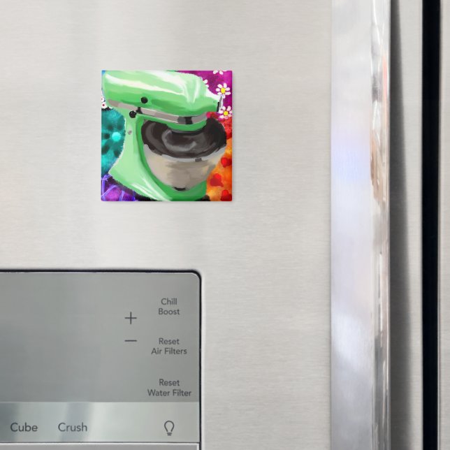 Imã Misturador Funky Abstrato Art Verde Rosa (In Situ (Fridge))