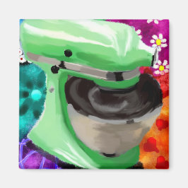 Imã Misturador Funky Abstrato Art Verde Rosa