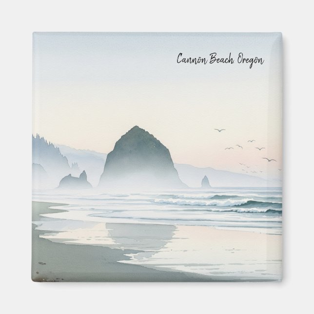 Imã Misty Morning Cannon Beach Oregon (Frente)