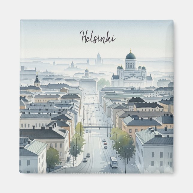 Imã Misty Morning Helsinki Viagem (Frente)