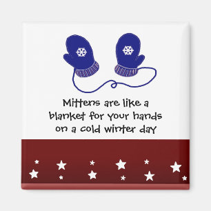 Imã Mittens Azuis com Dizer Inverno