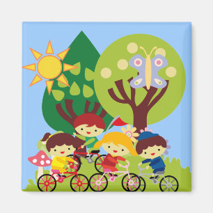 Imã Miúdos em bicicletas