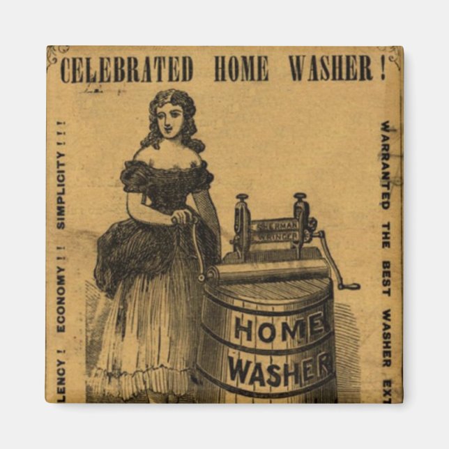 Imã Moça e máquina de lavar em propaganda antiga (Frente)