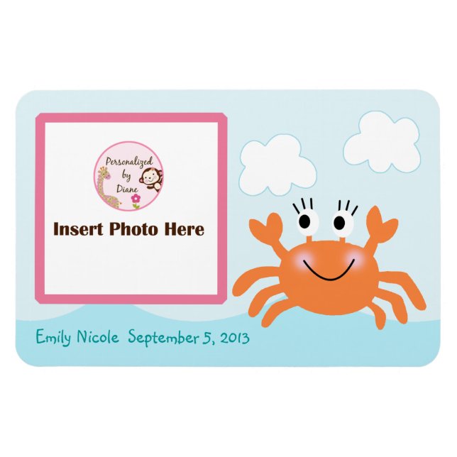 Ímã Moça Personalizada Crab Fotografia Magnet Keepsake (Horizontal)
