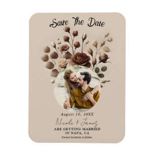 Ímã Mocha Mousse Bege Marrom Floral Salve A Data