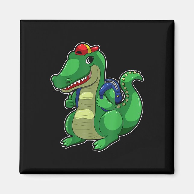 Imã Mochila De Crocodilo Engraçado Crocodilo Fofo De V (Frente)