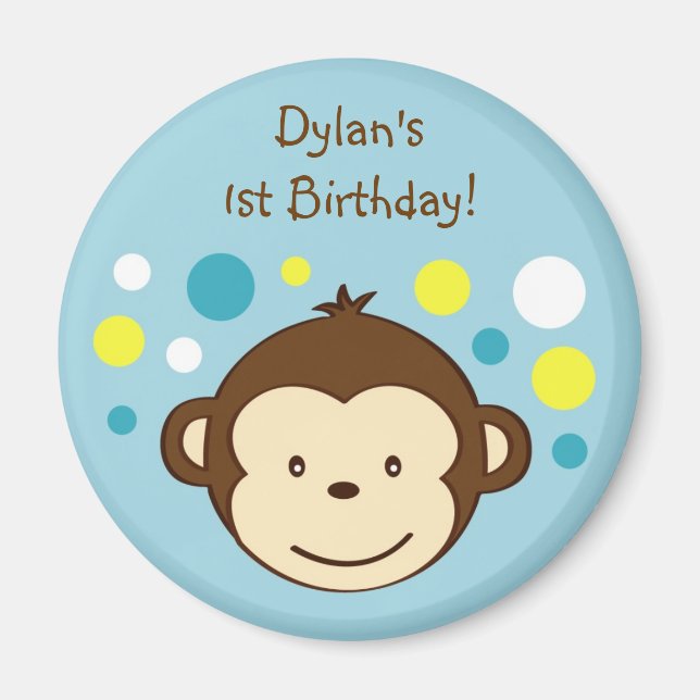 Imã Mod Monkey Bolinhas Aniversário Favorece Magnets (Frente)