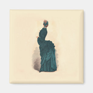 Imã Moda de Vestido Victoriano Azul Elegante