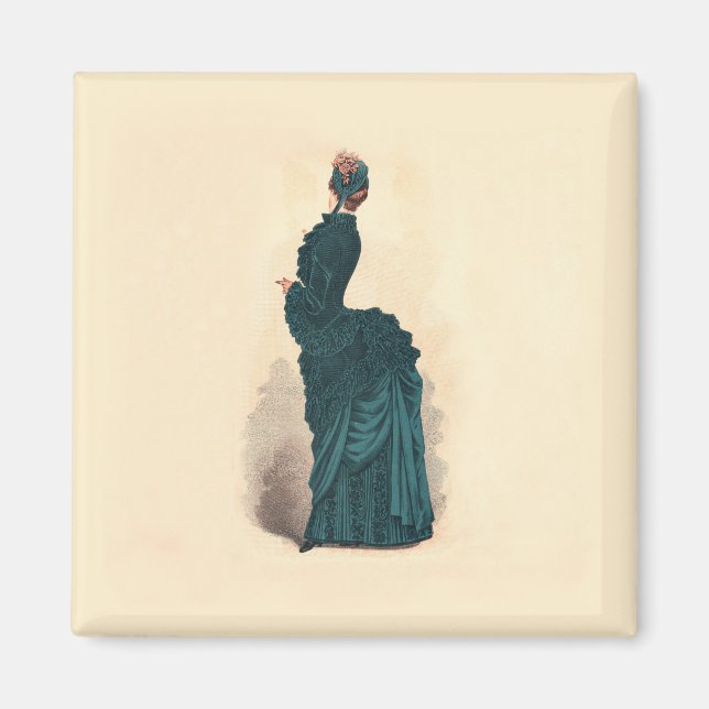 Imã Moda de Vestido Victoriano Azul Elegante (Frente)