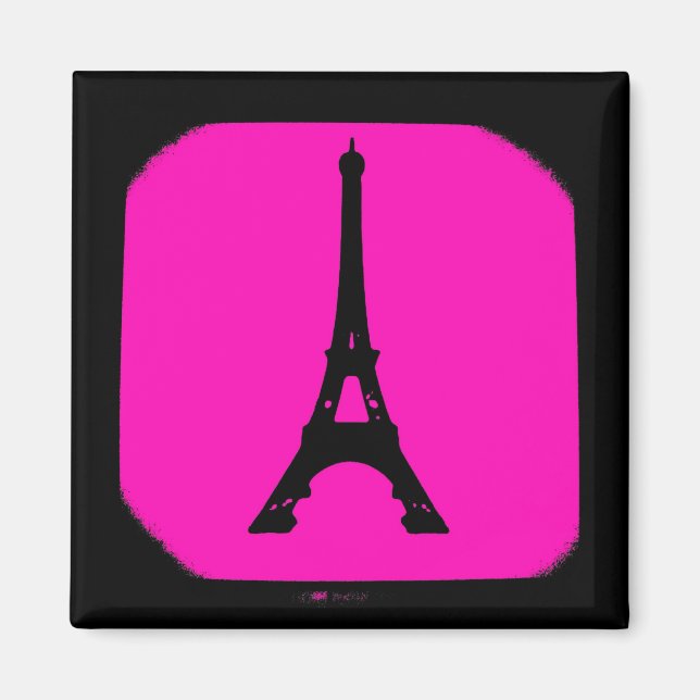 Imã Moda preta cor-de-rosa Magnético Torre Eiffel Pari (Frente)