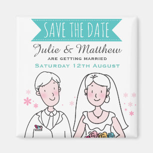 Imã Modelo de Casal de Casamento Bonito Salvar a Data 