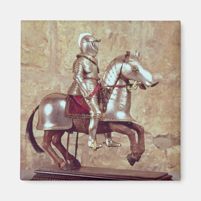 Imã Modelo de cavalo barrado e cavaleiro, c.1640 (Frente)