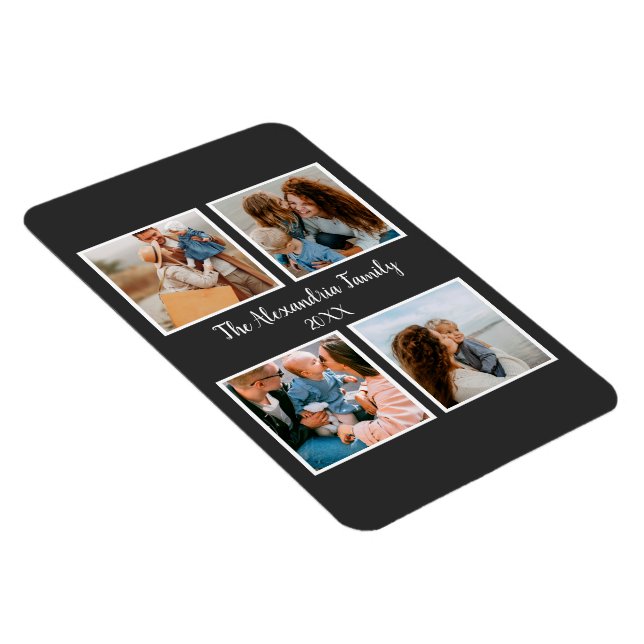 Ímã Modelo de colagem de fotos da família 4 personaliz (Lado Direito)