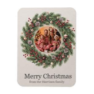 Ímã Modelo de Foto de Coroa de Natal com Texto Persona