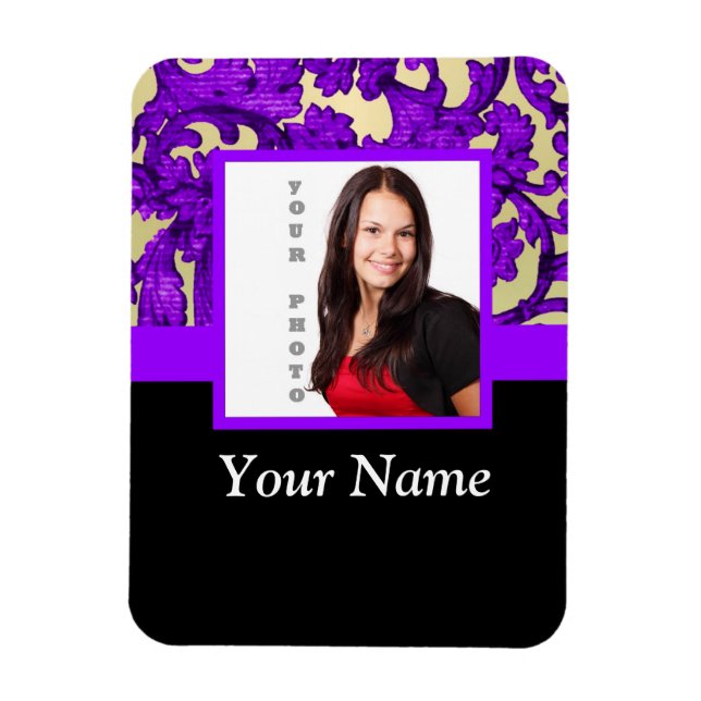 Ímã Modelo de foto de damasco floral roxo (Vertical)