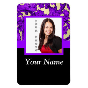 Ímã Modelo de foto de damasco floral roxo