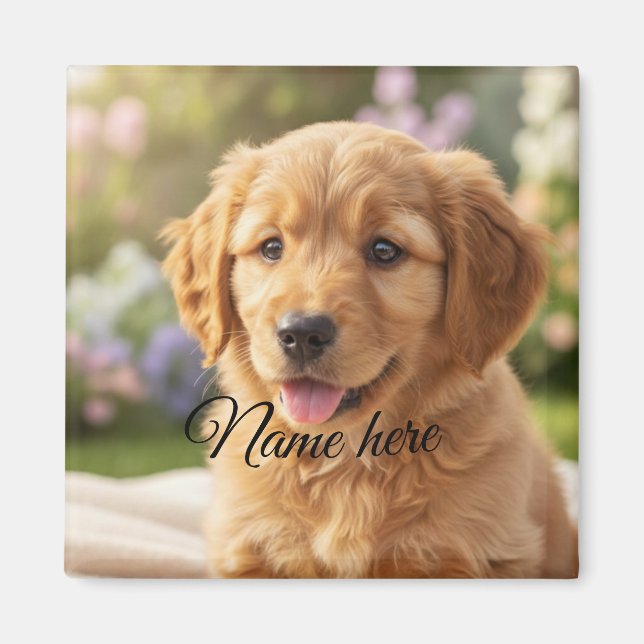Imã Modelo de foto de nome de animal de estimação simp (Frente)
