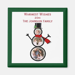 Imã Modelo de Foto de Snowman Feriado a Personalizar