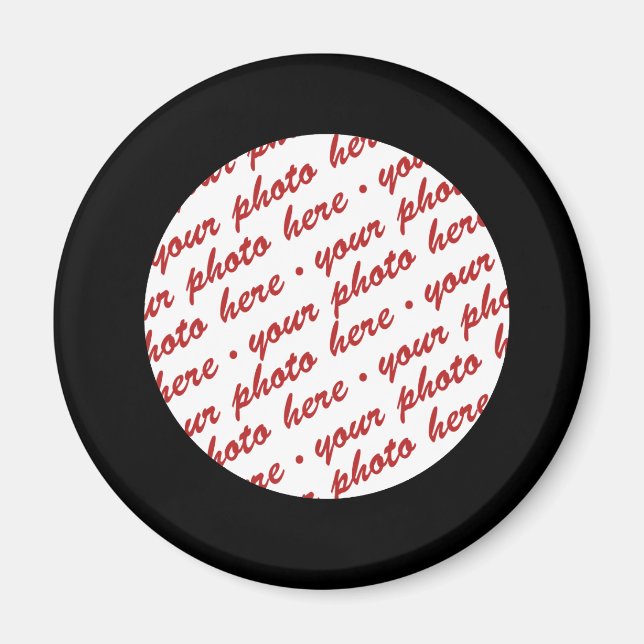 Imã Modelo de Foto em Círculo Negro Simples (Frente)