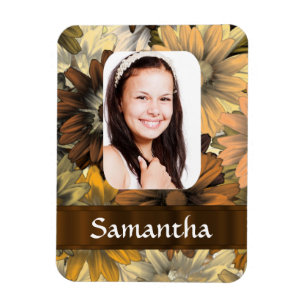 Ímã Modelo de foto floral castanho