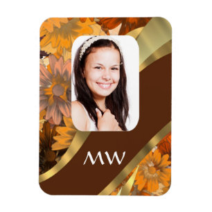 Ímã Modelo de foto floral castanho