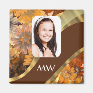 Imã Modelo de foto floral castanho