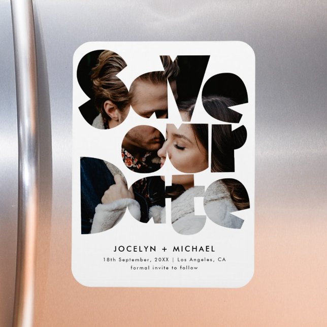 Ímã Modelo de Foto Moderno Salvar o Casamento de Data (Criador carregado)