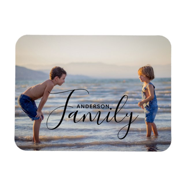 Ímã Modelo de Foto Simples Moderno Nome da Família Per (Horizontal)