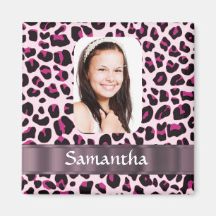 Imã Modelo de fotografia de leopardo rosa