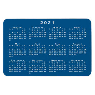 Ímã Modelo de Fundo Azul Azul de Calendário Branco 20