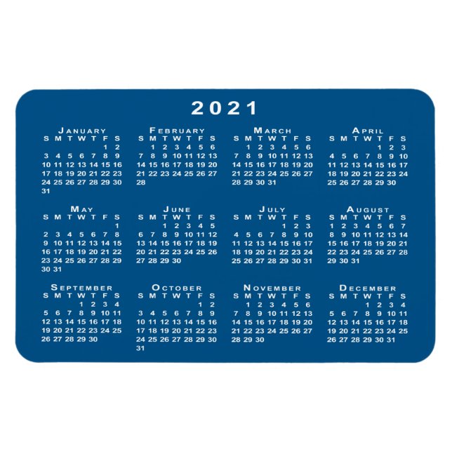 Ímã Modelo de Fundo Azul Azul de Calendário Branco 202 (Horizontal)