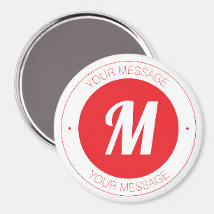 Imã Modelo de Monograma Personalizável e Texto Circula