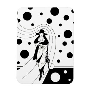 Ímã Modelo de Passarela Retro, Moda Art Déco Vintage