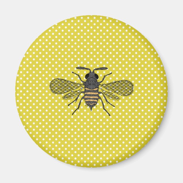 Imã Modelo de Polkadot Amarelo da BEE Trendy Dom Decor (Frente)