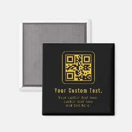 Imã Modelo de QR Code e Texto Editável | Preto e Doura