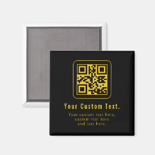 Imã Modelo de QR Code e Texto Editável   Preto e Doura