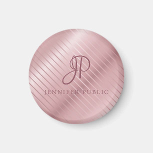 Imã Modelo Dourado Monograma Moderno Elegante Rosa