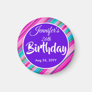 Imã Modelo personalizado de aniversário com listras de