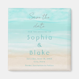 Imã Modern Abstrato Beach Wedding Save the Date